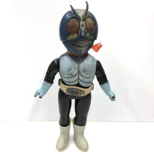 旧バンダイ 仮面ライダー 2号 初期 面取 マスク ソフビ スタンダードサイズ